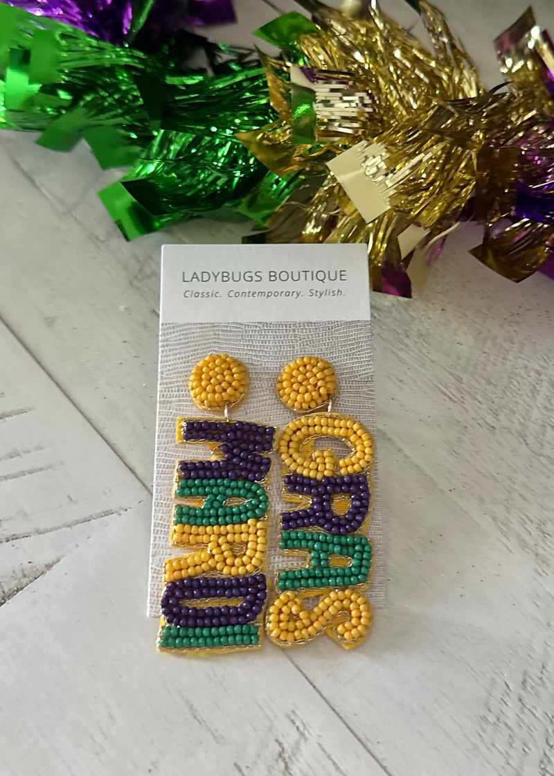 The Beaded MARDI GRAS Earrings