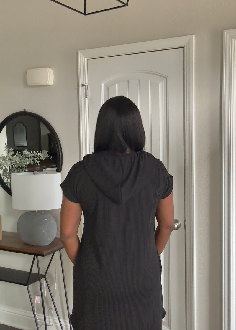 The Debra Hooded + Ribbed Dress